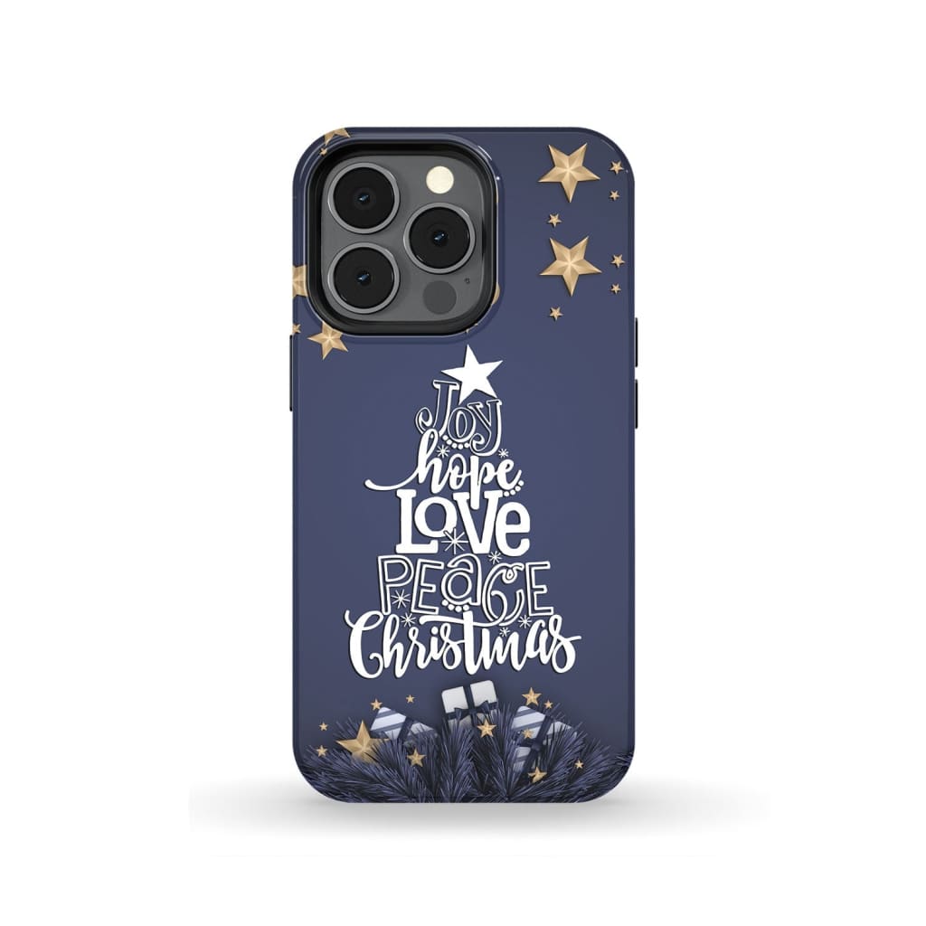 Joy Hope Love Peace Christmas Buffalo Plaid Christian Phone Case - Inspirational Bible Scripture iPhone Cases