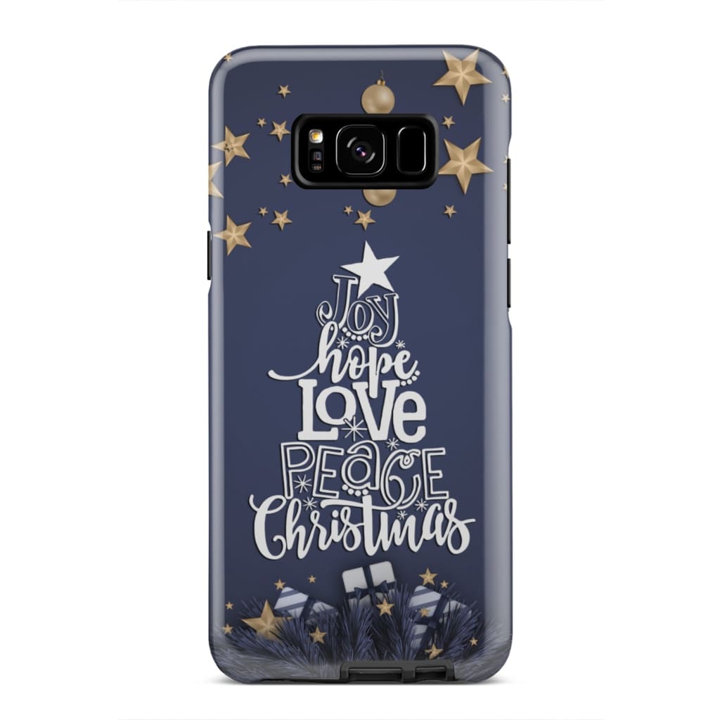 Joy Hope Love Peace Christmas Buffalo Plaid Christian Phone Case - Inspirational Bible Scripture iPhone Cases