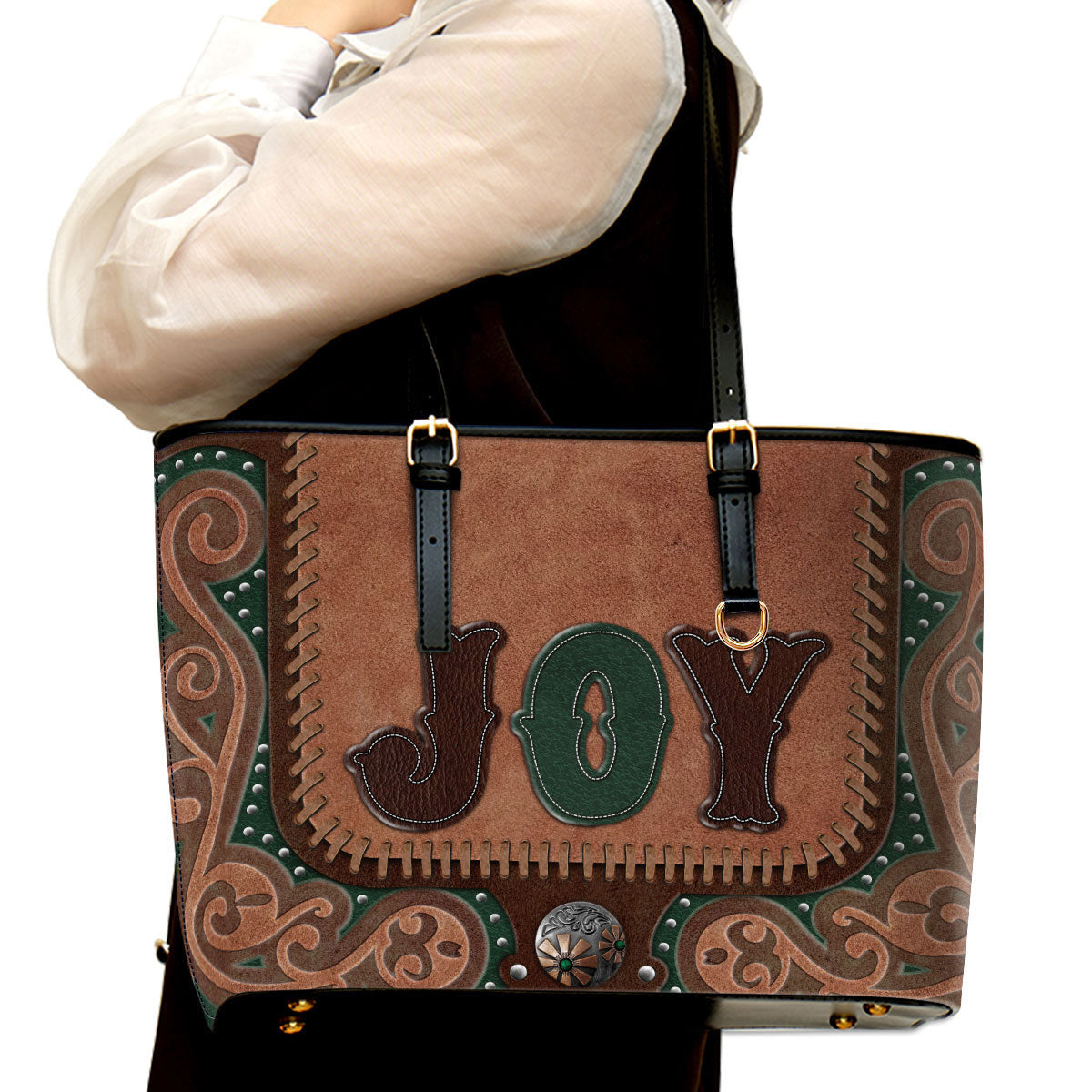 Joy Large Leather Tote Bag - Christ Gifts For Religious Women - Best Mother's Day Gifts