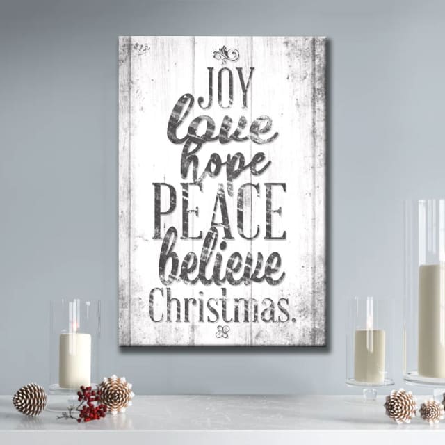 Joy Love Hope Peace Believe Christmas Wall Art Canvas Print - Religious Wall Decor