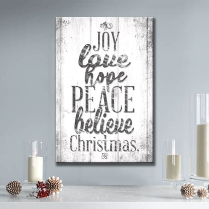 Joy Love Hope Peace Believe Christmas Wall Art Canvas Print - Religious Wall Decor