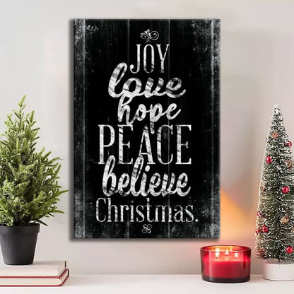 Joy Love Hope Peace Believe Christmas Wall Art Canvas Print - Religious Wall Decor