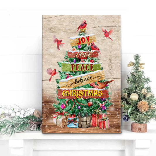 Joy Love Peace Believe Christmas Canvas Wall Art Christian Gifts - Religious Posters