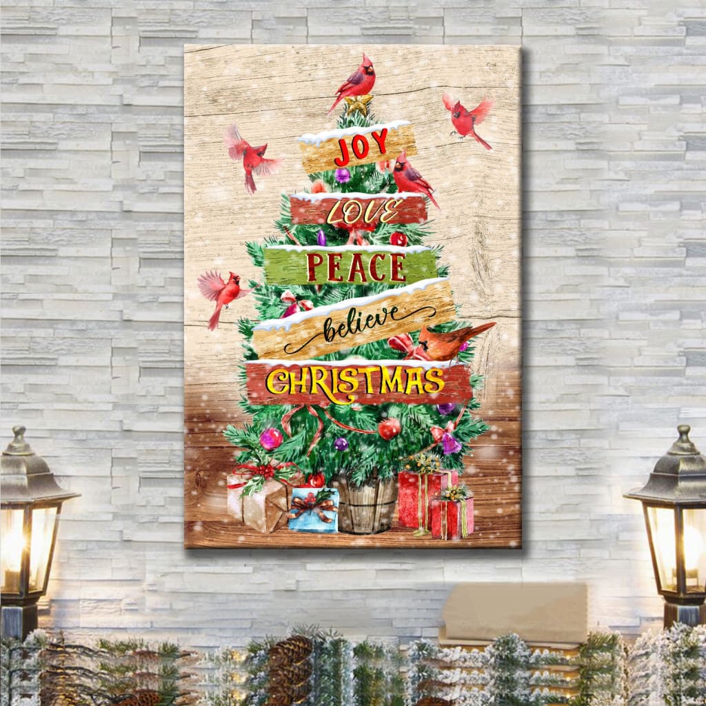 Joy Love Peace Believe Christmas Christian Christmas Gifts Canvas Wall Art - Christian Canvas Prints - Bible Verse Canvas