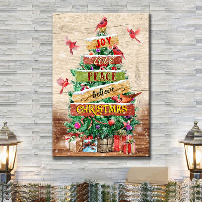 Joy Love Peace Believe Christmas Christian Christmas Gifts Canvas Wall Art - Christian Canvas Prints - Bible Verse Canvas