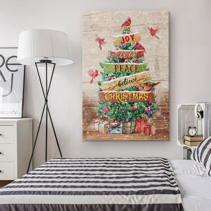 Joy Love Peace Believe Christmas Christian Christmas Gifts Canvas Wall Art - Christian Canvas Prints - Bible Verse Canvas