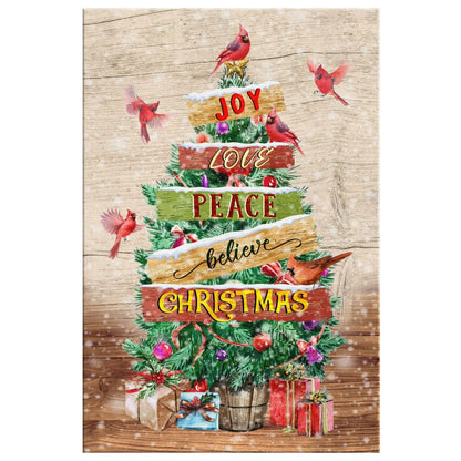 Joy Love Peace Believe Christmas Christian Christmas Gifts Canvas Wall Art - Christian Canvas Prints - Bible Verse Canvas