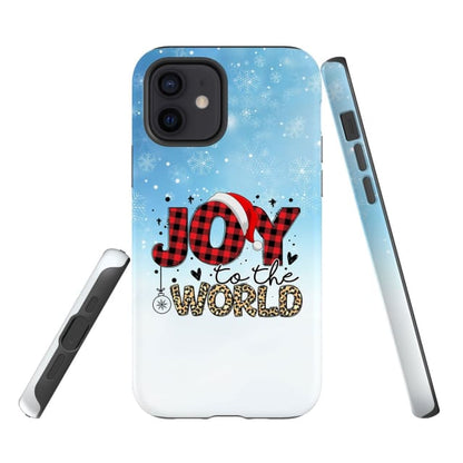 Joy To The World - Buffalo Plaid Leopard - Christmas Phone Case - Inspirational Bible Scripture iPhone Cases