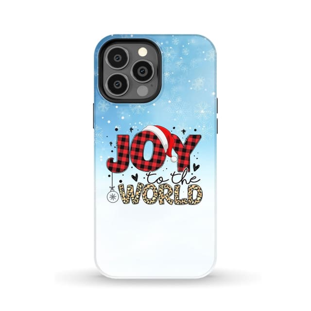 Joy To The World - Buffalo Plaid Leopard - Christmas Phone Case - Inspirational Bible Scripture iPhone Cases