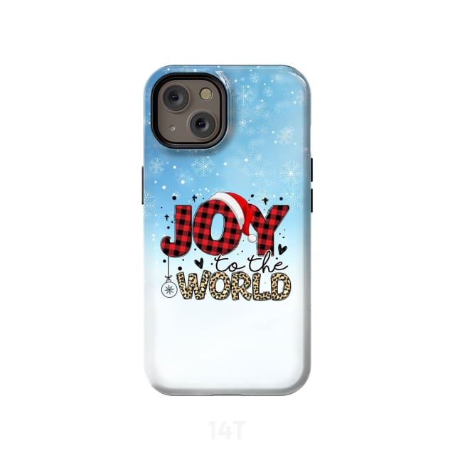 Joy To The World - Buffalo Plaid Leopard - Christmas Phone Case - Inspirational Bible Scripture iPhone Cases
