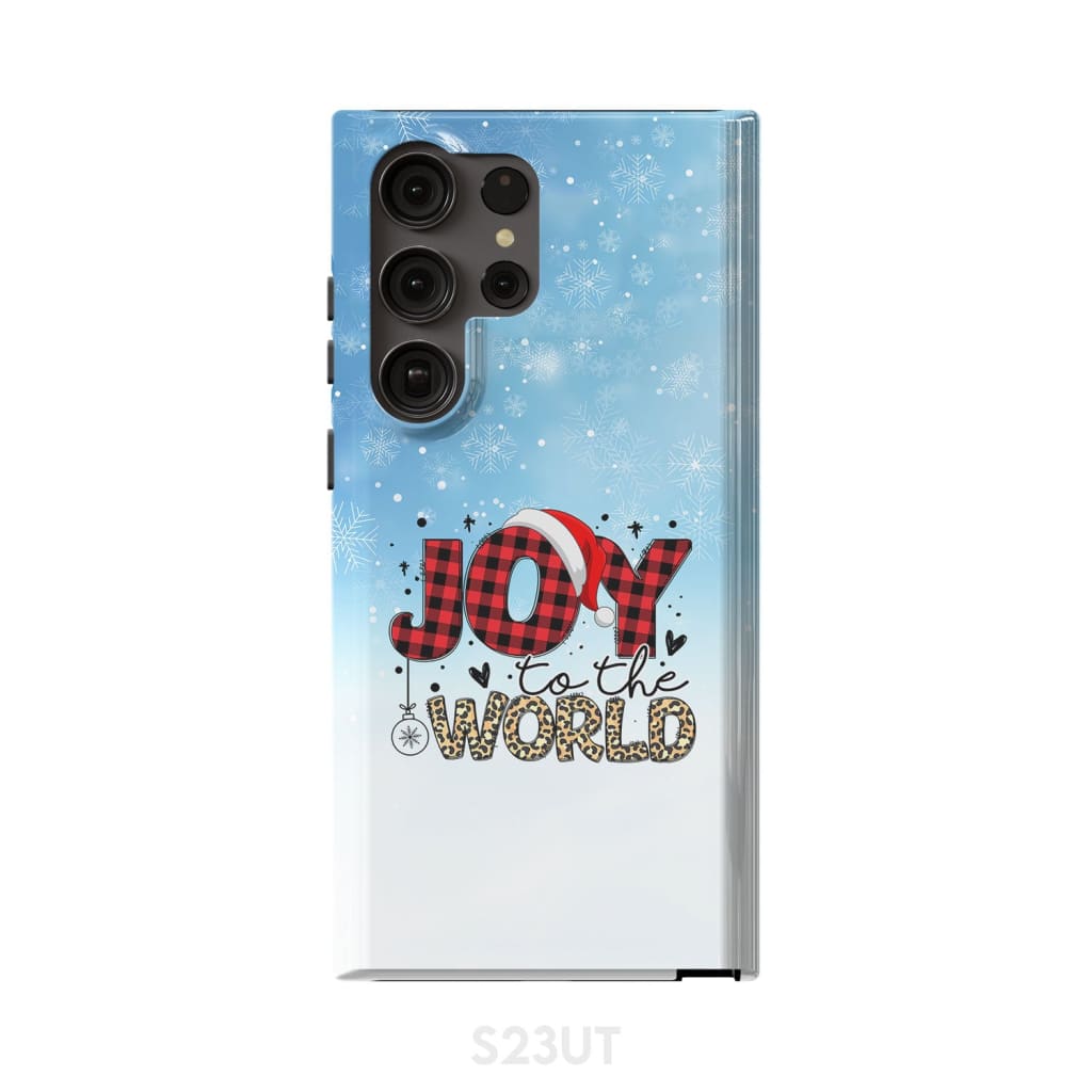 Joy To The World - Buffalo Plaid Leopard - Christmas Phone Case - Inspirational Bible Scripture iPhone Cases