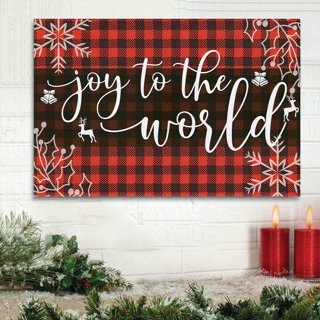 Joy To The World Buffalo Plaid Christian Christmas Wall Art Canvas - Religious Canvas Painting