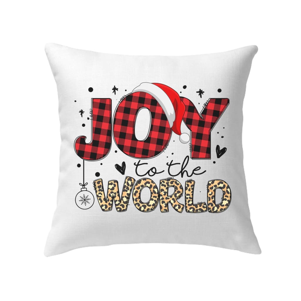 Joy To The World, Buffalo Plaid Leopard, Christmas Pillow