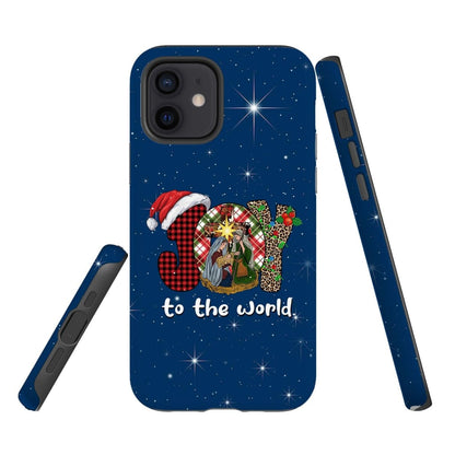 Joy To The World Buffalo Plaid Leopard Phone Case - Inspirational Bible Scripture iPhone Cases