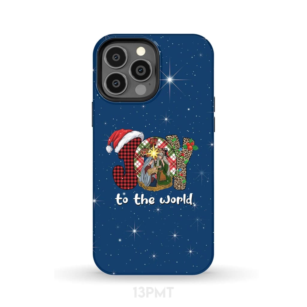 Joy To The World Buffalo Plaid Leopard Phone Case - Inspirational Bible Scripture iPhone Cases