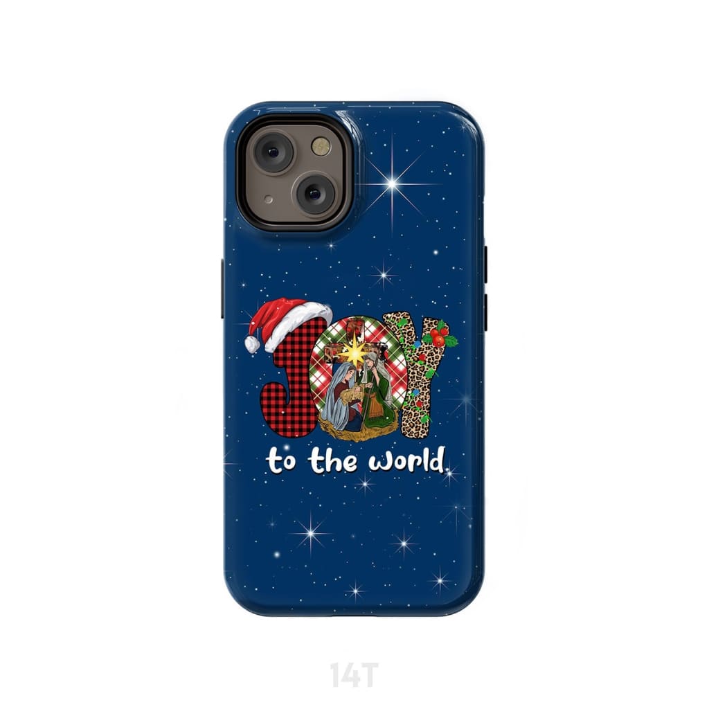 Joy To The World Buffalo Plaid Leopard Phone Case - Inspirational Bible Scripture iPhone Cases