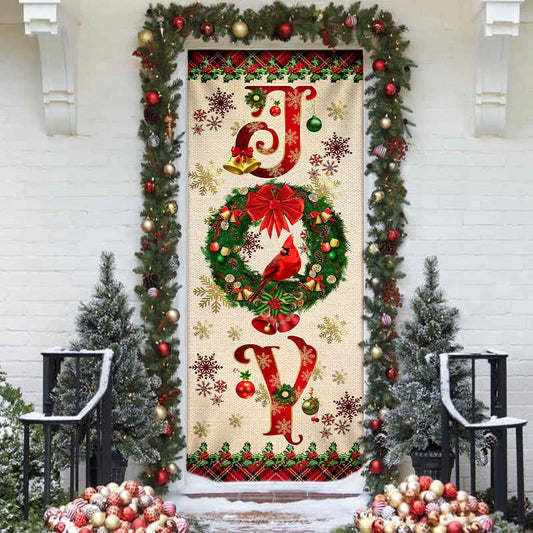 Joy To The World Cardinal Christmas Door Cover - Cardinal Christmas Decor - Christmas Door Cover Decorations