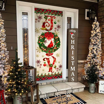 Joy To The World Cardinal Christmas Door Cover - Cardinal Christmas Decor - Christmas Door Cover Decorations