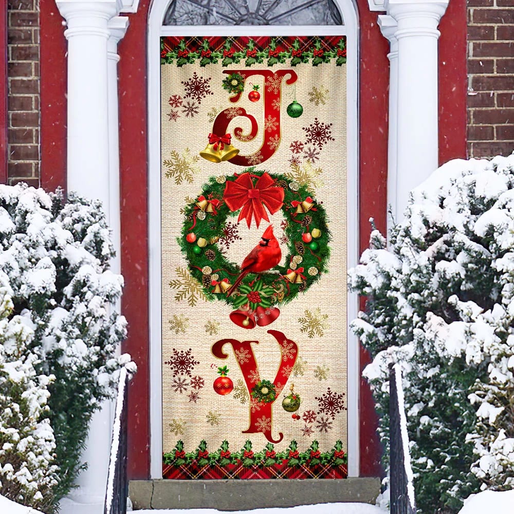 Joy To The World Cardinal Christmas Door Cover - Cardinal Christmas Decor - Christmas Door Cover Decorations