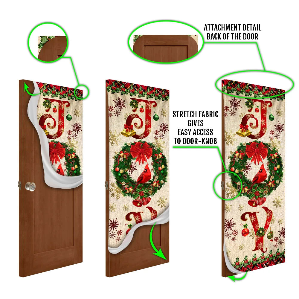 Joy To The World Cardinal Christmas Door Cover - Cardinal Christmas Decor - Christmas Door Cover Decorations