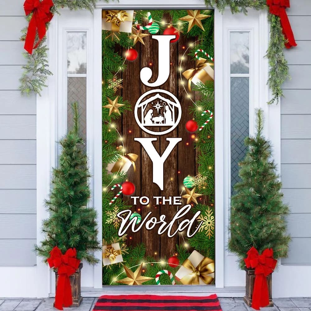 Joy To The World Christmas Door Cover - Christmas Outdoor Decoration