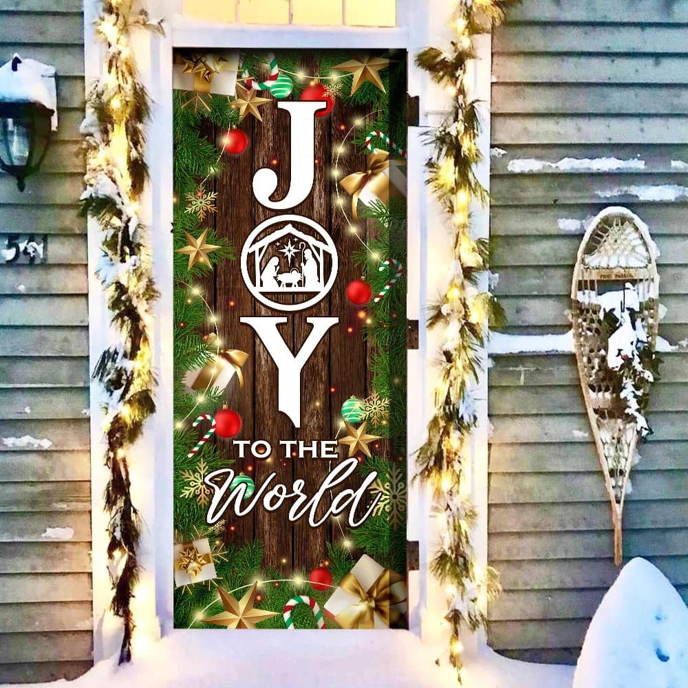 Joy To The World Christmas Door Cover - Christmas Outdoor Decoration