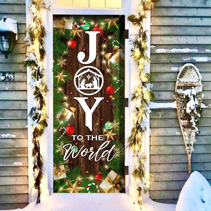 Joy To The World Christmas Door Cover - Christmas Outdoor Decoration