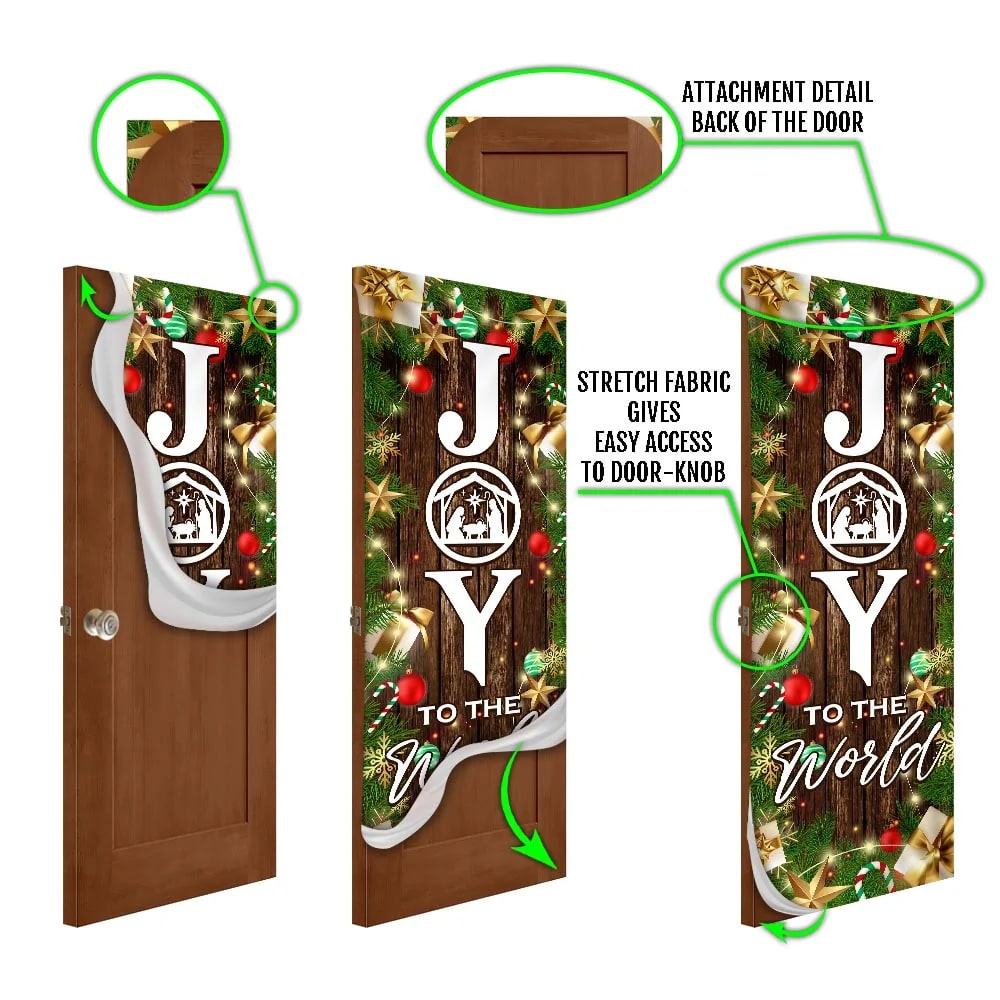 Joy To The World Christmas Door Cover - Christmas Outdoor Decoration