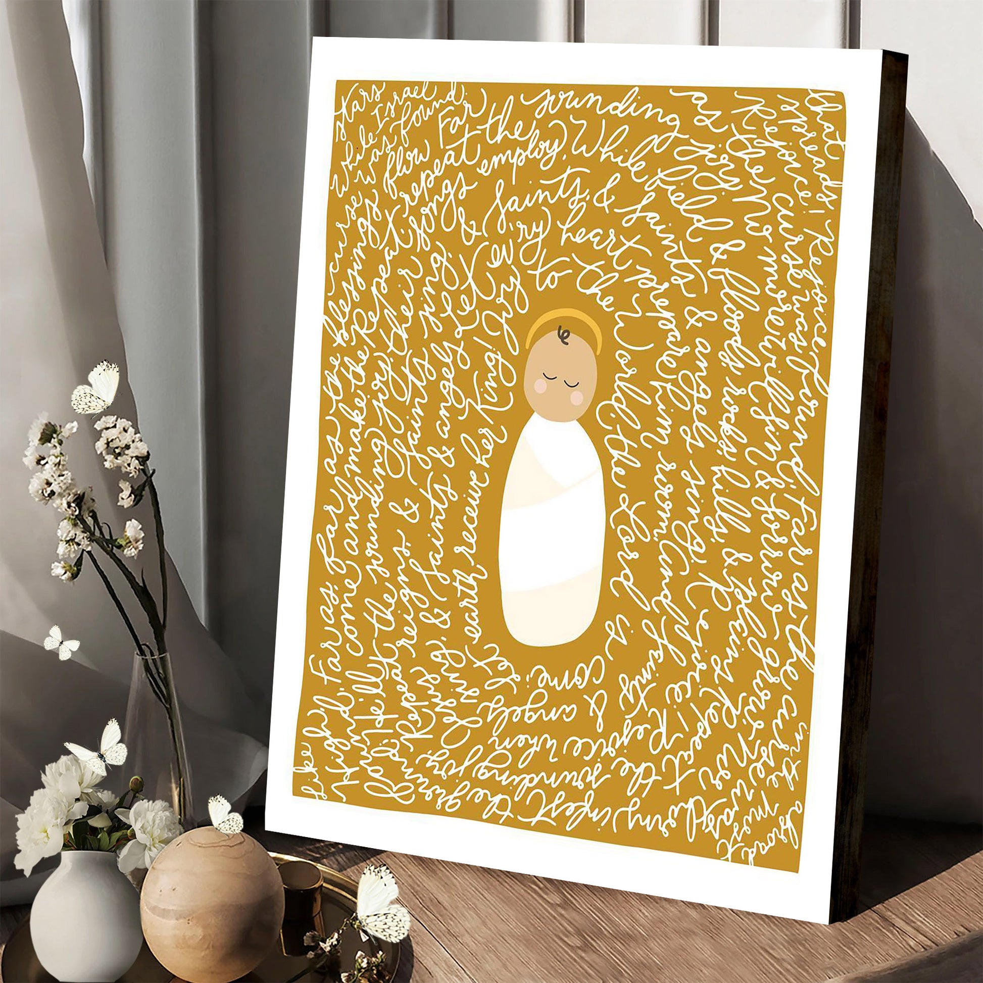 Joy To The World Portrait Canvas Wall Art - Christmas Gift