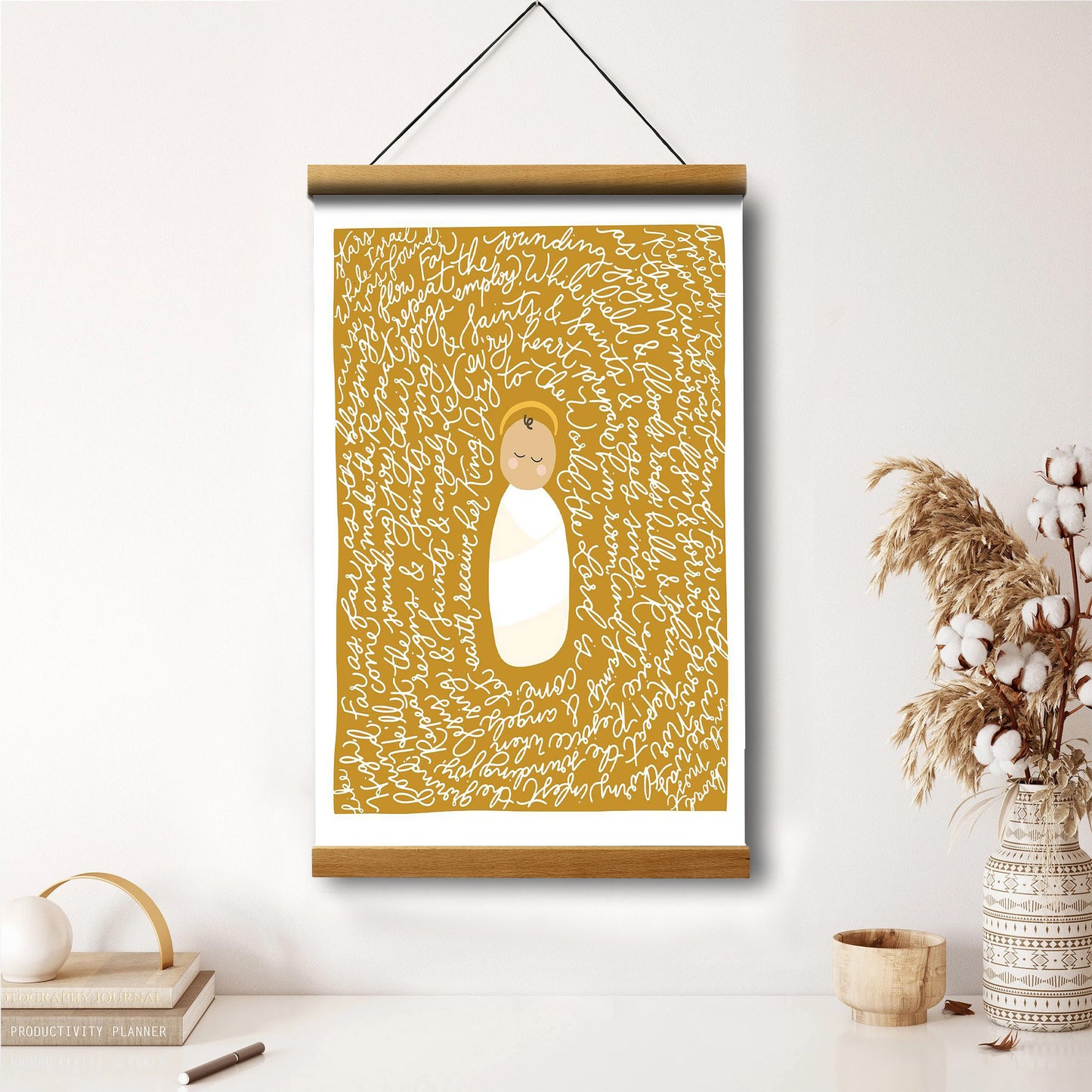 Joy To The World Portrait Hanging Canvas Wall Art - Christmas Gift - Religious Canvas