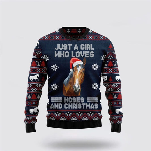 Just A Girl Who Loves Horse Ugly Christmas Sweater, Farm Sweater, Christmas Gift, Best Winter Outfit Christmas