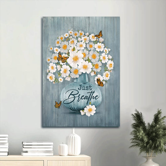 Just Breathe Apricot Blossom Portrait Canvas Wall Art