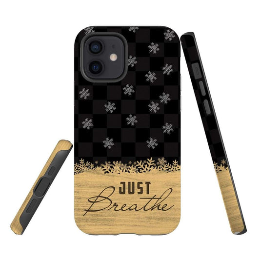 Just Breathe Black Buffalo Phone Case - Inspirational Bible Scripture iPhone Cases