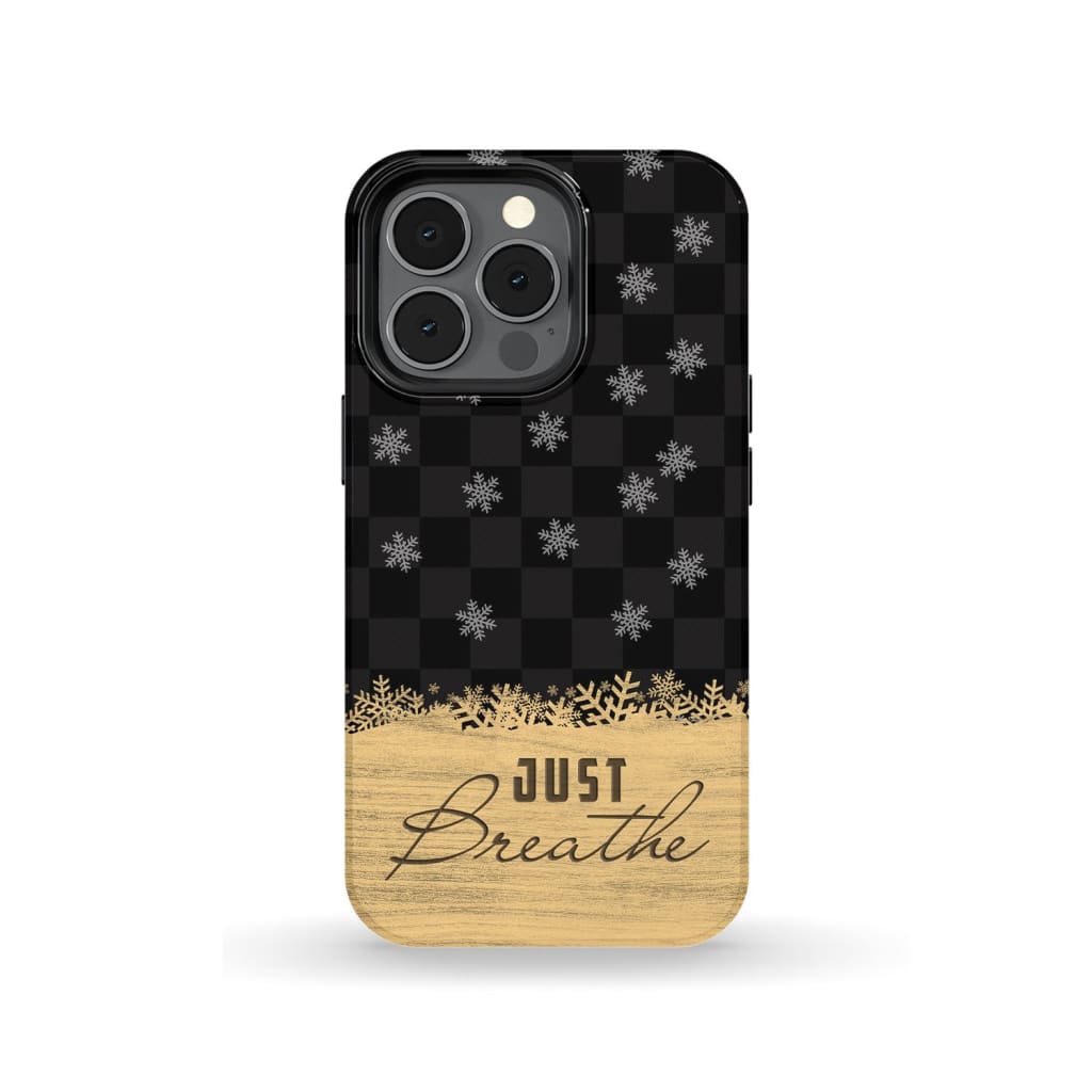 Just Breathe Black Buffalo Phone Case - Inspirational Bible Scripture iPhone Cases