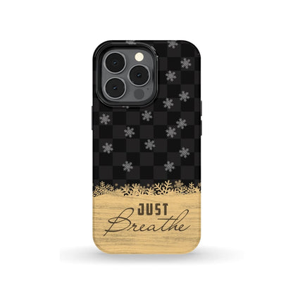Just Breathe Black Buffalo Phone Case - Inspirational Bible Scripture iPhone Cases