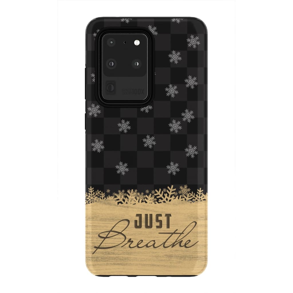 Just Breathe Black Buffalo Phone Case - Inspirational Bible Scripture iPhone Cases