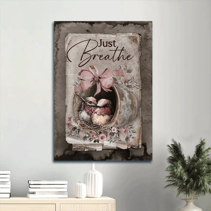 Just Breathe Canvas Wall Art - Baby Hummingbird Canvas Prints