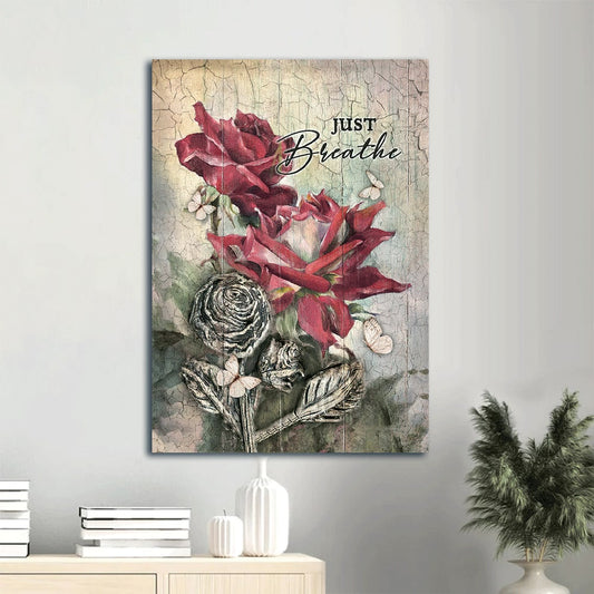 Just Breathe Canvas Wall Art - Red Rose Canvas Prints