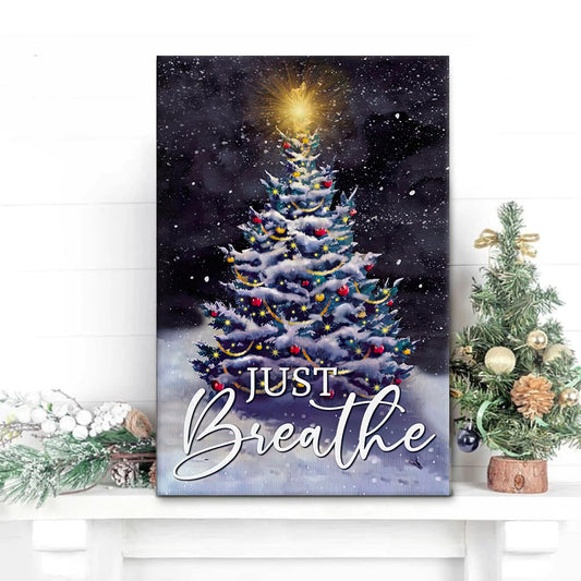 Just Breathe Christmas Tree Wall Art Canvas Decoration - Religious Posters