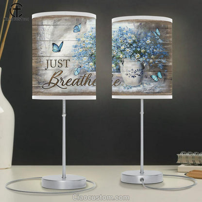 Just Breathe Daisy Butterfly Lamp Art Table Lamp - Christian Lamp Art - Religious Art