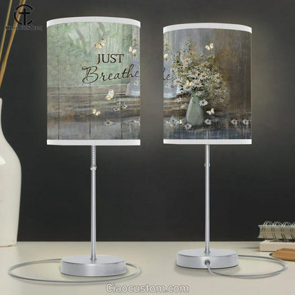Just Breathe Daisy Flower Table Lamp Art - Bible Verse Lamp Art - Room Decor Christian