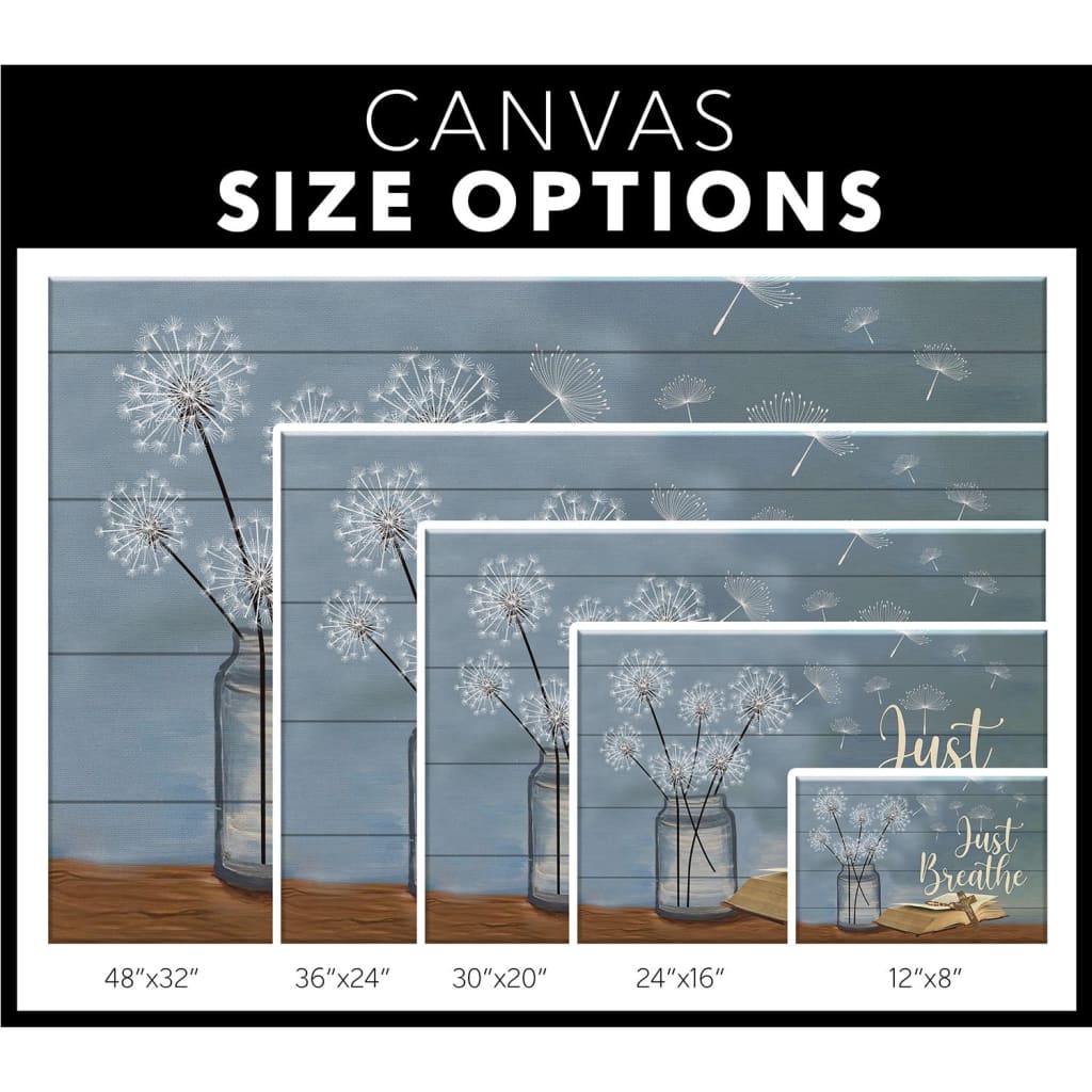Just Breathe Flower In Vase Cross On Bible Canvas Wall Art - Christian Canvas - Faith Canvas
