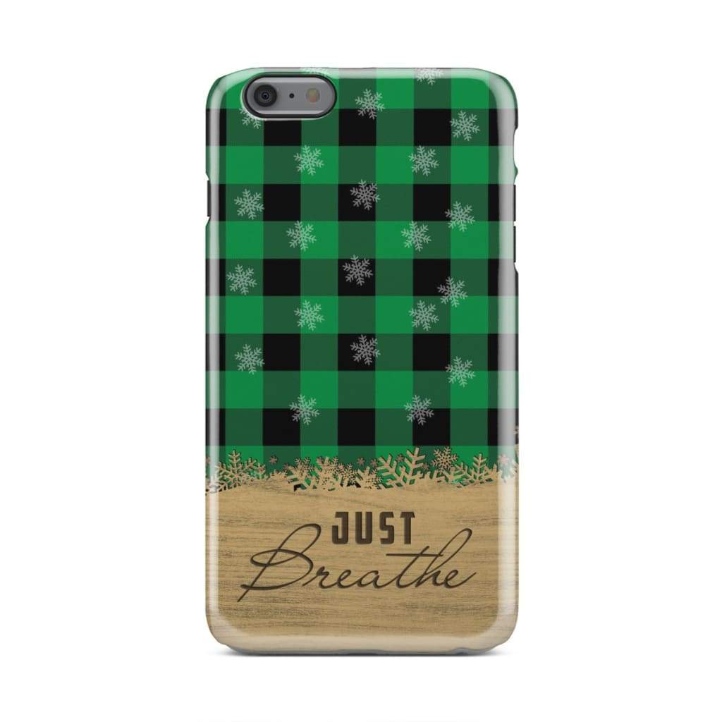 Just Breathe Green Black Buffalo Phone Case - Inspirational Bible Scripture iPhone Cases