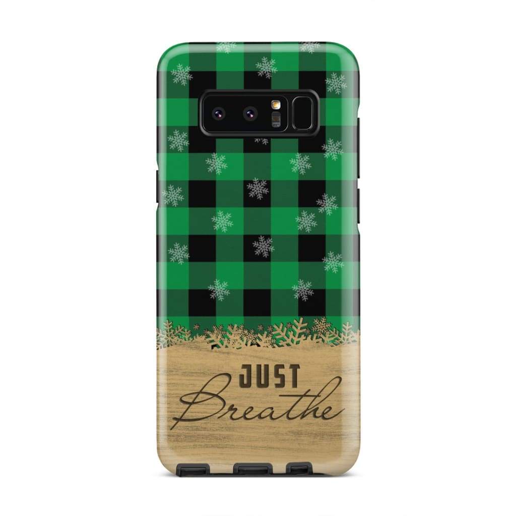 Just Breathe Green Black Buffalo Phone Case - Inspirational Bible Scripture iPhone Cases