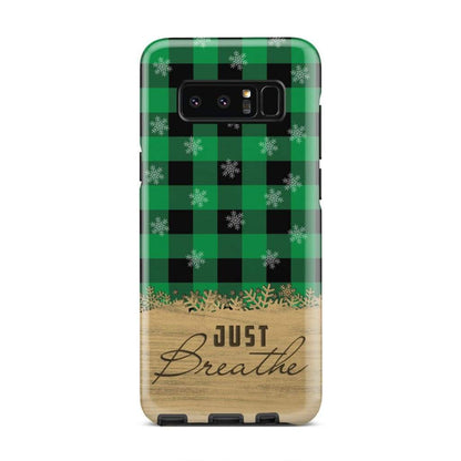 Just Breathe Green Black Buffalo Phone Case - Inspirational Bible Scripture iPhone Cases
