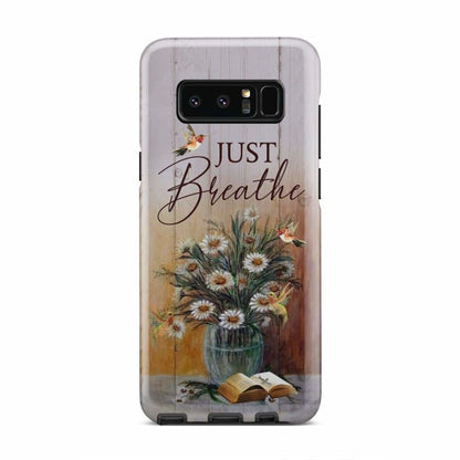 Just Breathe Hummingbird Daisy Phone Case - Christian Phone Cases - Inspirational Bible Scripture iPhone Cases