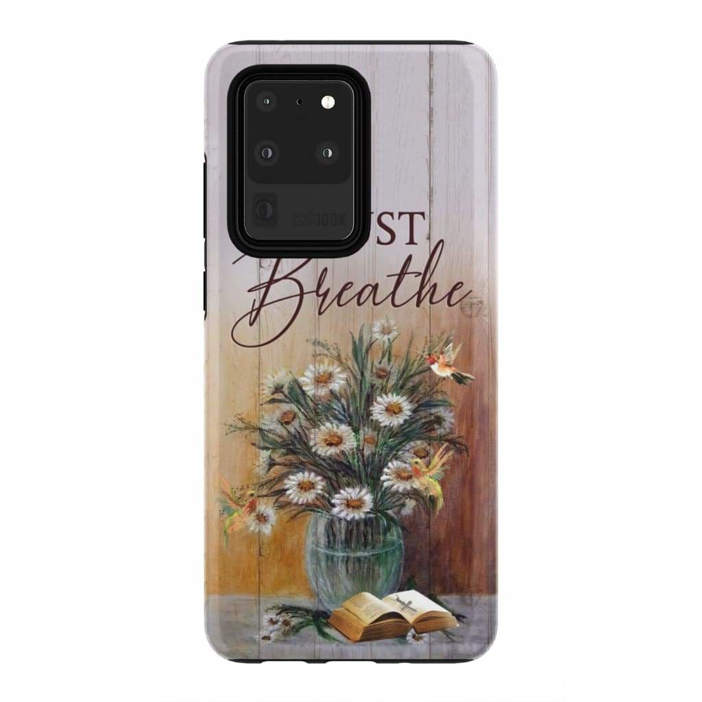 Just Breathe Hummingbird Daisy Phone Case - Christian Phone Cases - Inspirational Bible Scripture iPhone Cases