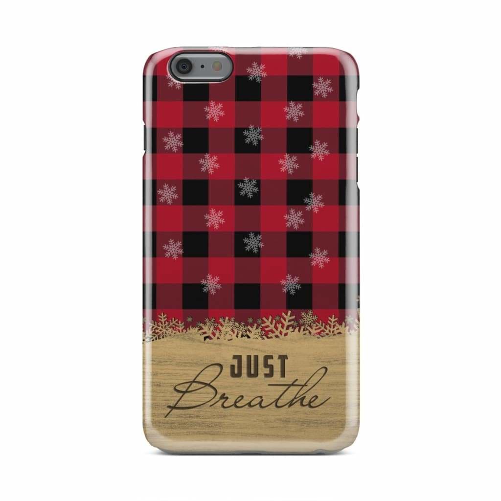 Just Breathe Red Black Buffalo Phone Case - Inspirational Bible Scripture iPhone Cases