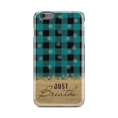 Just Breathe Teal Black Buffalo Phone Case - Inspirational Bible Scripture iPhone Cases