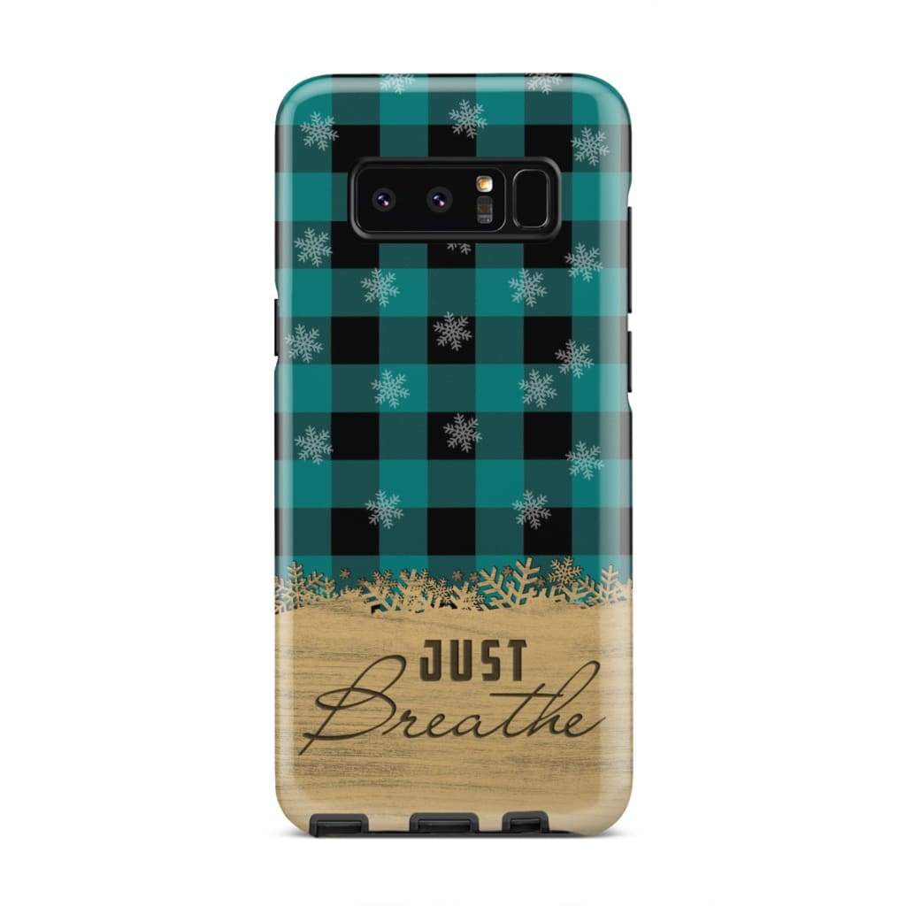 Just Breathe Teal Black Buffalo Phone Case - Inspirational Bible Scripture iPhone Cases